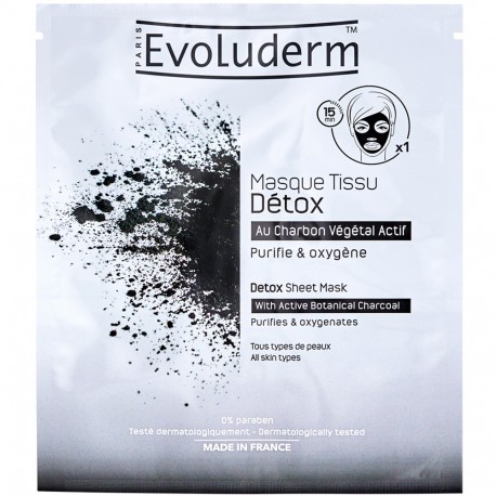 Evoluderm - Masque Tissu Détox Au Charbon végétal actif