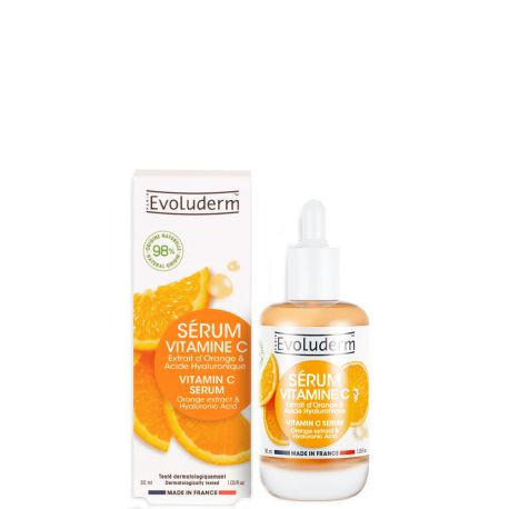 Evoluderm - Sérum vitamine C Extrait d'Orange & Acide hyaluronique - 30 ml