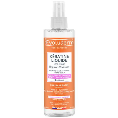 Evoluderm - Kératine liquide sans rinçage répare & illumine - 250 ml